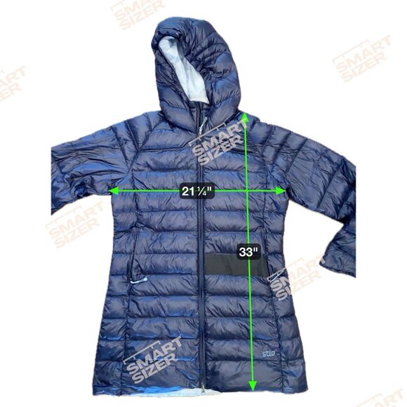 STIO Womens Down Hooded Parka Size XL Navy Puffer Long Warm Ski Outdoor Coat - Picture 6 of 16